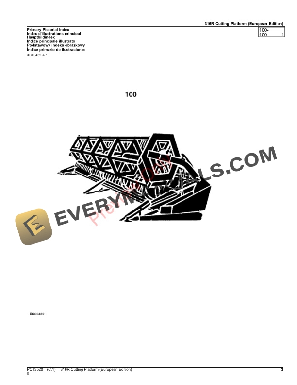 John Deere 316R Cutting Platform Parts Catalog PC13520 16DEC20-3