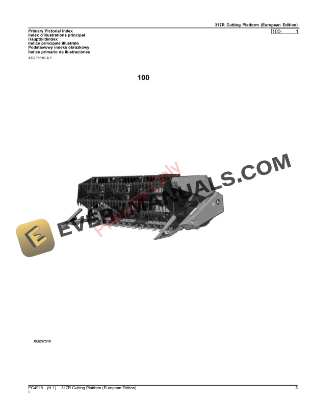 John Deere 317R Cutting Platform Parts Catalog PC4918 11MAR20-3