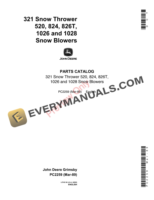 John Deere 321 Snow Thrower