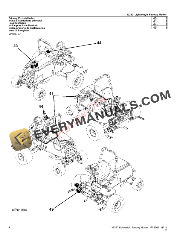 John Deere 3225C LIGHTWEIGHT FAIRWAY MOWER Parts Catalog PC9066 18JUL23 5 John Deere 3225C LIGHTWEIGHT FAIRWAY MOWER Parts Catalog PC9066 18JUL23-4