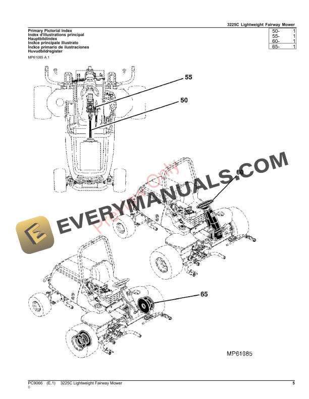 John Deere 3225C LIGHTWEIGHT FAIRWAY MOWER Parts Catalog PC9066 18JUL23 6 John Deere 3225C LIGHTWEIGHT FAIRWAY MOWER Parts Catalog PC9066 18JUL23-5