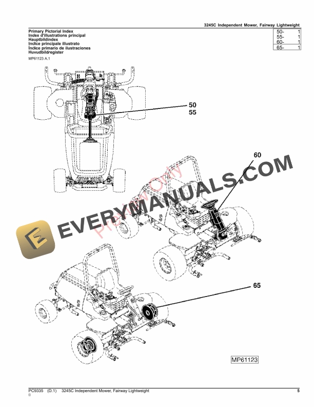 John Deere 3245C Independent Mower, Fairway Lightweight Parts Catalog PC9335 23NOV23-5