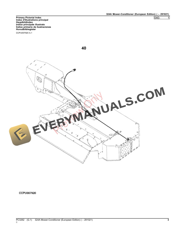 John Deere 324A Mower Conditioner ( 291019) Parts Catalog PC3262 19SEP23-3