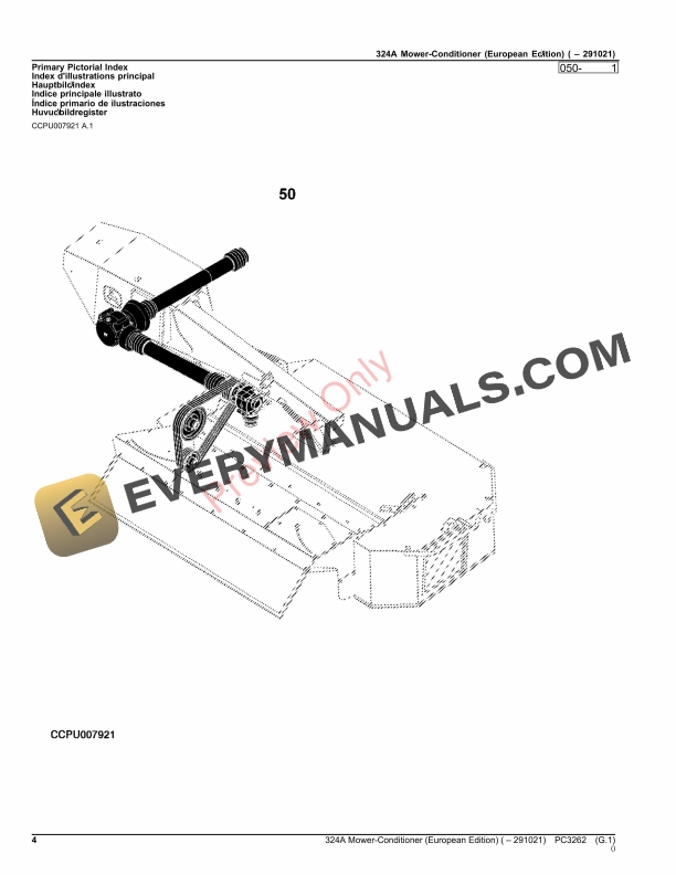 John Deere 324A Mower Conditioner ( 291019) Parts Catalog PC3262 19SEP23-4