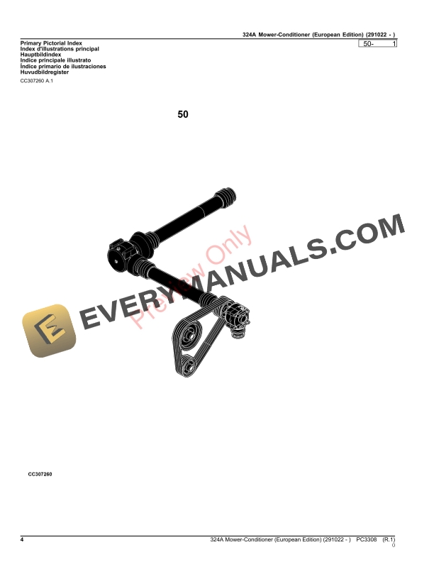 John Deere 324A Mower Conditioner (291020 ) Parts Catalog PC3308 19SEP23-4