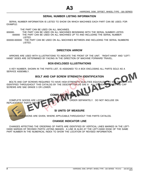 John Deere 325 Disk Harrow Parts Catalog PC1212 02JUN11 5 John Deere 325 Disk Harrow Parts Catalog PC1212 02JUN11-4