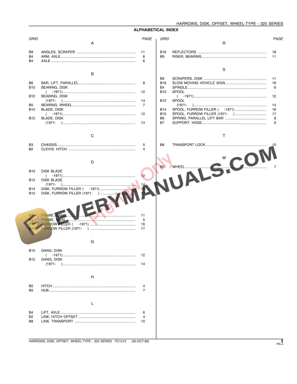 John Deere 325 Disk Harrow Parts Catalog PC1212 02JUN11 6 John Deere 325 Disk Harrow Parts Catalog PC1212 02JUN11-5
