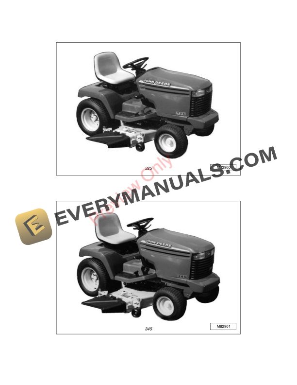 John Deere 325 and 345 Lawn and Garden Tractor Technical Manual TM1574 02FEB95 2