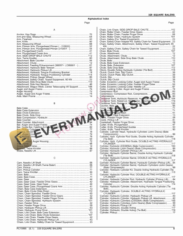 John Deere 328 SQUARE BALERS Parts Catalog PC10895 19OCT23 5