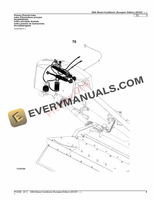 John Deere 328A Mower Conditioner (291020 ) Parts Catalog PC3309 19SEP23-5