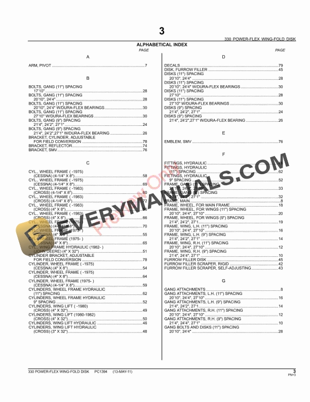 John Deere 330 Power-Flex Wing-Fold Disk Parts Catalog PC1394 13MAY11-5