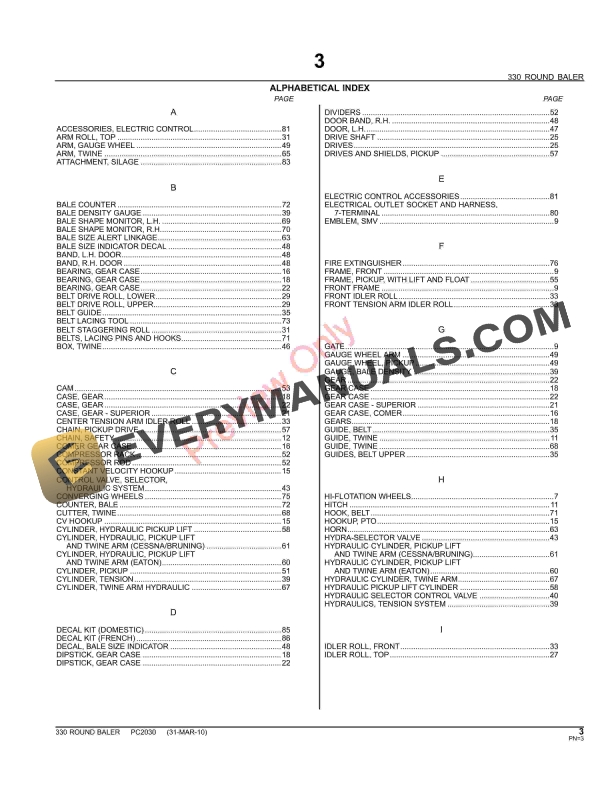 John Deere 330 Round Baler Parts Catalog PC2030 09MAY11-5