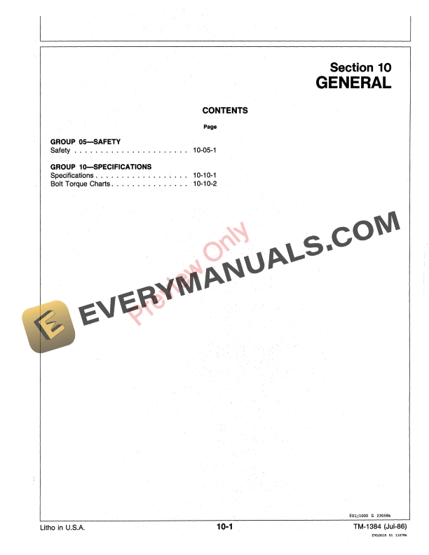 John Deere 330 Round Baler Technical Manual TM1384 01JUL86 5