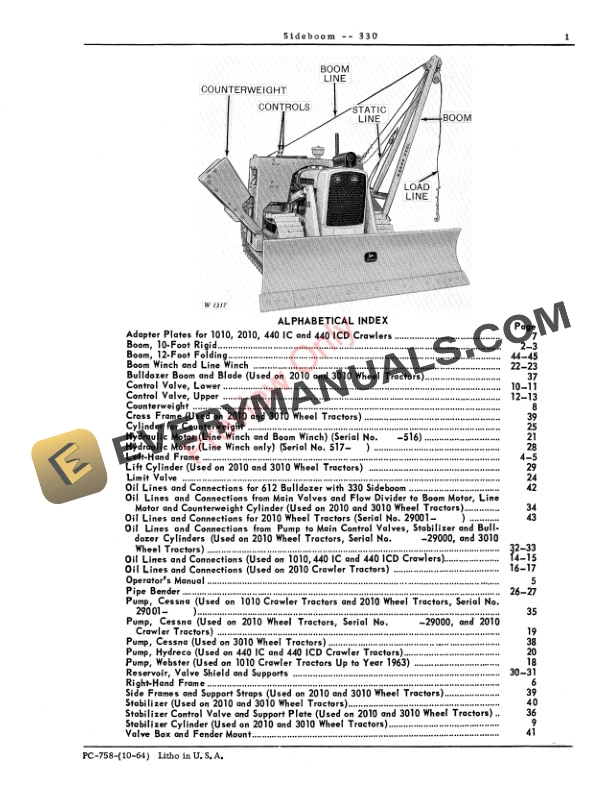 John Deere 330 Sideboom Parts List PC758 01OCT64 4 John Deere 330 Sideboom Parts List PC758 01OCT64-3