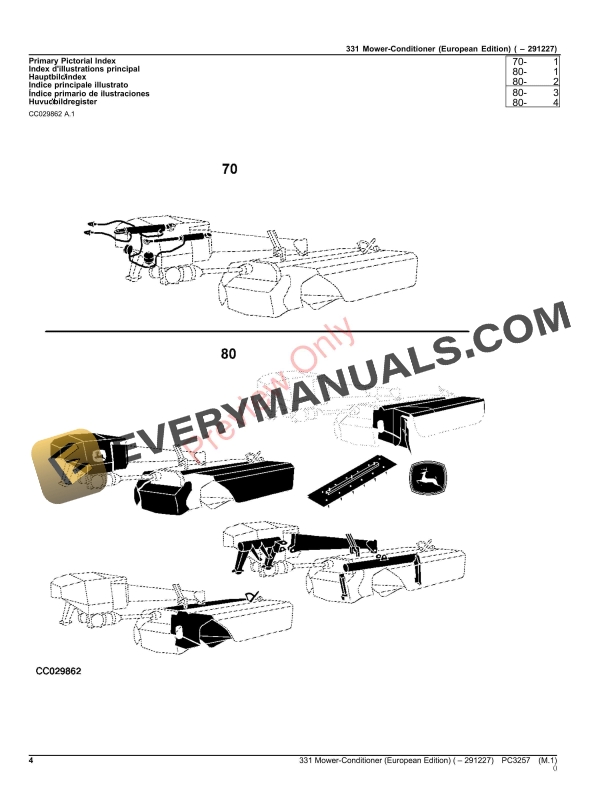 John Deere 331 Mower Conditioner ( 291019) Parts Catalog PC3257 19SEP23-4