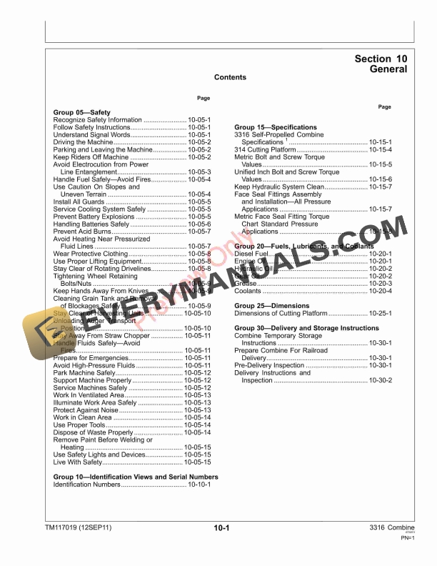 John Deere 3316 Combine Technical Manual TM117019 12SEP11 5
