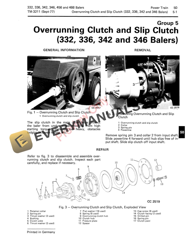 John Deere 332 336 342 346 456 and 466 Balers Technical Manual TM3211 01SEP77 5