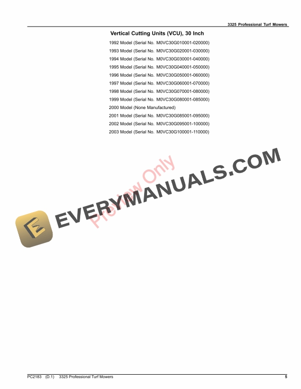 John Deere 3325 PROFESSIONAL TURF MOWERS Parts Catalog PC2183 25JUL23-5