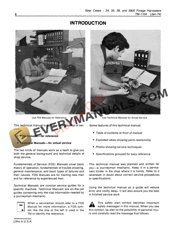 John Deere 34 35 38 and 3800 Forage Harvester Gear Case Technical Manual TM1104 01JAN74 4