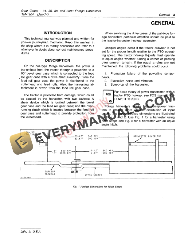 John Deere 34 35 38 and 3800 Forage Harvester Gear Case Technical Manual TM1104 01JAN74 5