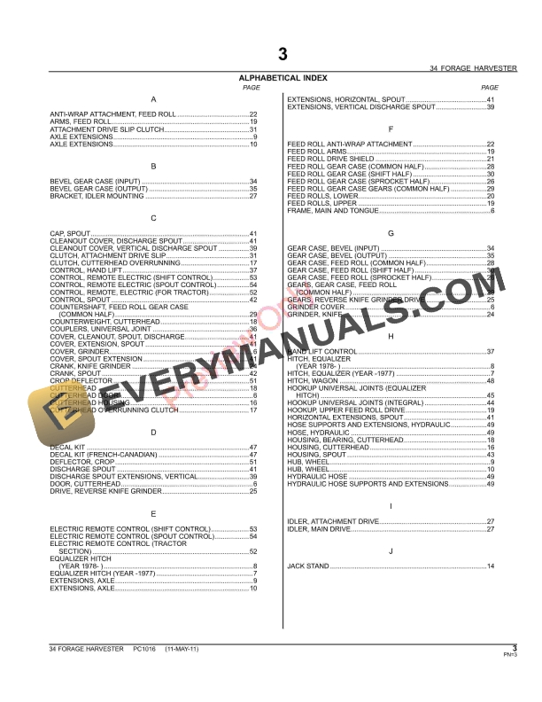 John Deere 34 Forage Harvester Parts Catalog PC1016 11MAY11 5