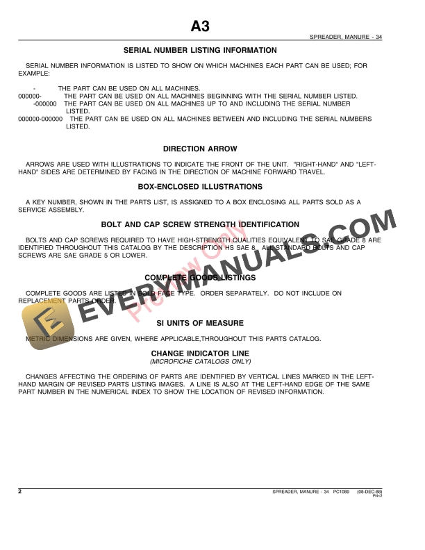 John Deere 34 Manure Spreader Parts Catalog PC1089 22MAY01 4