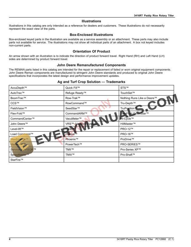 John Deere 3416RT Paddy Rice Rotary Tiller Parts Catalog PC12868 25OCT17-4