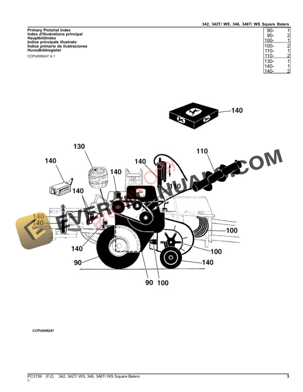 John Deere 342, 342T WS, 346, 346T WS Square Balers Parts Catalog PC3159 05MAY20 4 John Deere 342, 342T WS, 346, 346T WS Square Balers Parts Catalog PC3159 05MAY20-3