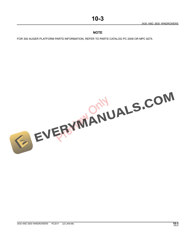 John Deere 3430, 3830 Self-Propelled Windrowers Parts Catalog PC2011 09MAY11-5