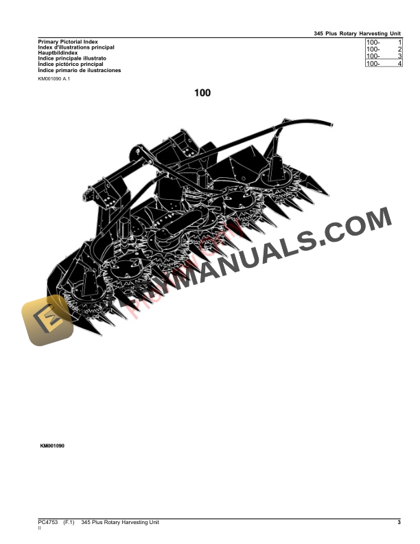 John Deere 345 Plus Rotary Harvesting Unit Parts Catalog PC4753 13JUL23-3