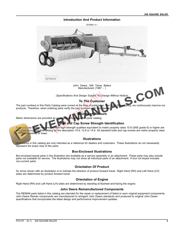 John Deere 348 SERIES BALERS Parts Catalog PC2157 19OCT23-3