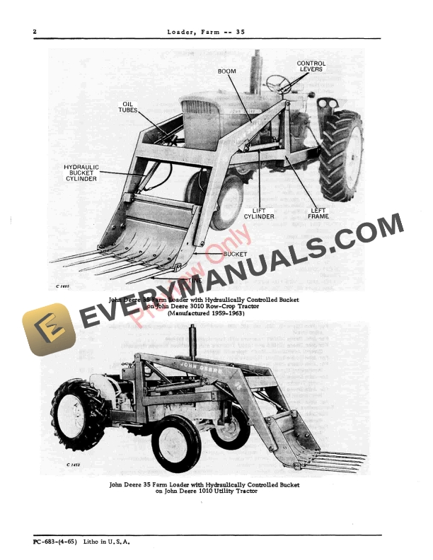 John Deere 35 Farm Loader Parts Catalog PC683 01APR65-4