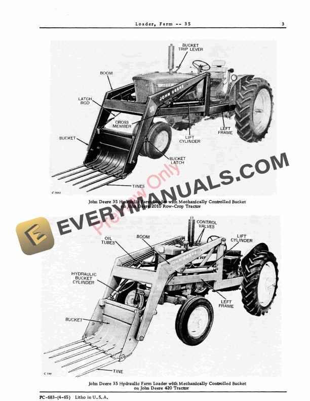John Deere 35 Farm Loader Parts Catalog PC683 01APR65-5