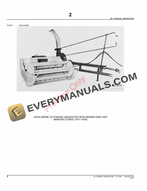 John Deere 35 Forage Harvester Parts Catalog PC1263 11MAY11-4