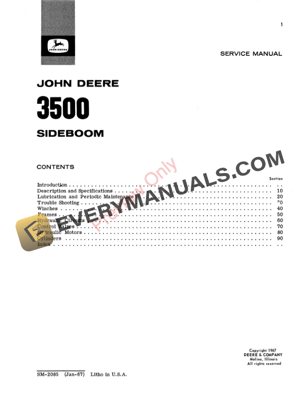 John Deere 3500 Sideboom Service Manual SM2085 01JAN67 3