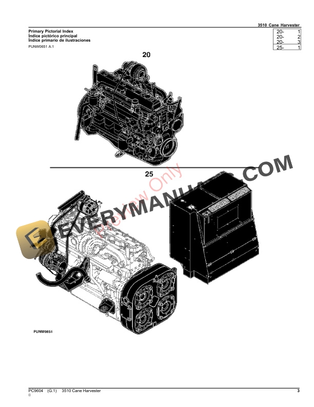 John Deere 3510 SUGAR CANE HARVESTER Parts Catalog PC9604 14DEC22-3