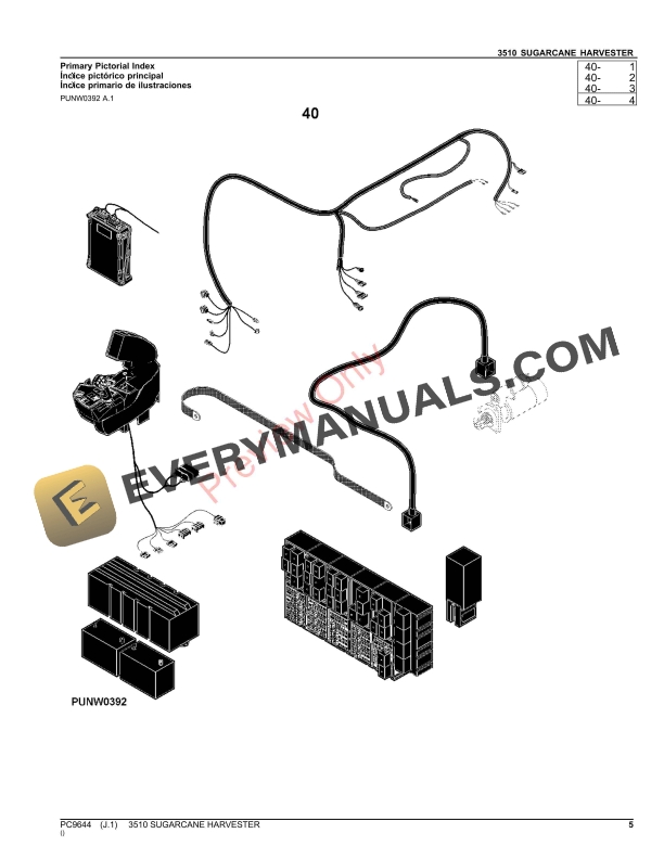 John Deere 3510 SUGAR CANE HARVESTER Parts Catalog PC9644 03MAY23-5