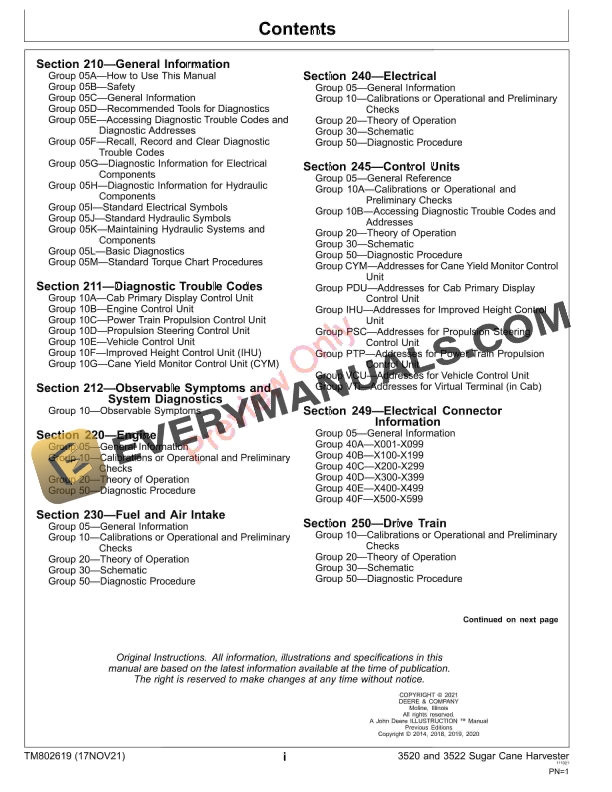 John Deere 3520 120701 3522 120201 Sugar Cane Harvester Track and Wheel Machines Diagnostic Technical Manual TM802619 17NOV21 5