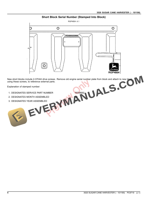 John Deere 3520 SUGAR CANE HARVESTER ( - 101190) Parts Catalog PC9719 15OCT23 5 John Deere 3520 SUGAR CANE HARVESTER ( – 101190) Parts Catalog PC9719 15OCT23-4