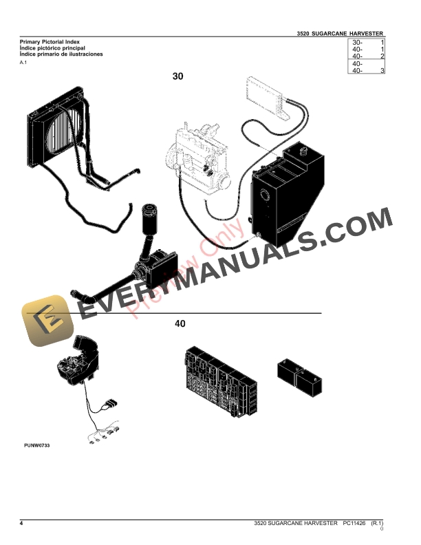John Deere 3520 SUGARCANE HARVESTER Parts Catalog PC11426 17SEP23 4