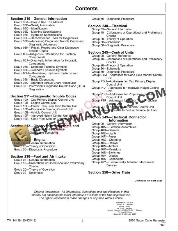 John Deere 3520 Sugar Cane Harvester Track and Wheel Machines Diagnostic Technical Manual TM114419 30NOV18 5