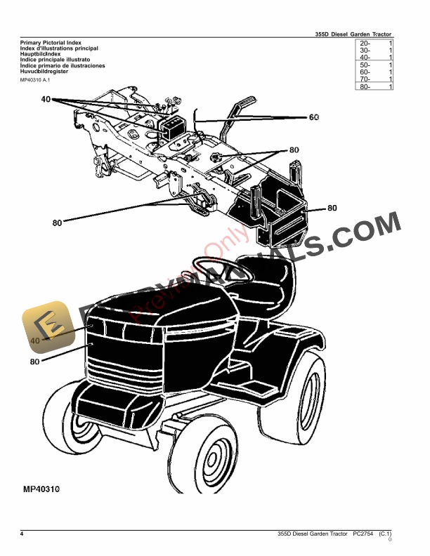 John Deere 355D DIESEL GARDEN TRACTOR Parts Catalog PC2754 03SEP23-4
