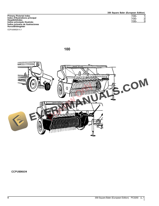 John Deere 359 Square Baler Parts Catalog PC3250 15SEP21-4