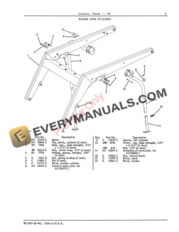 John Deere 36 Farm Loader Parts Catalog PC827 01AUG64 6 John Deere 36 Farm Loader Parts Catalog PC827 01AUG64-5