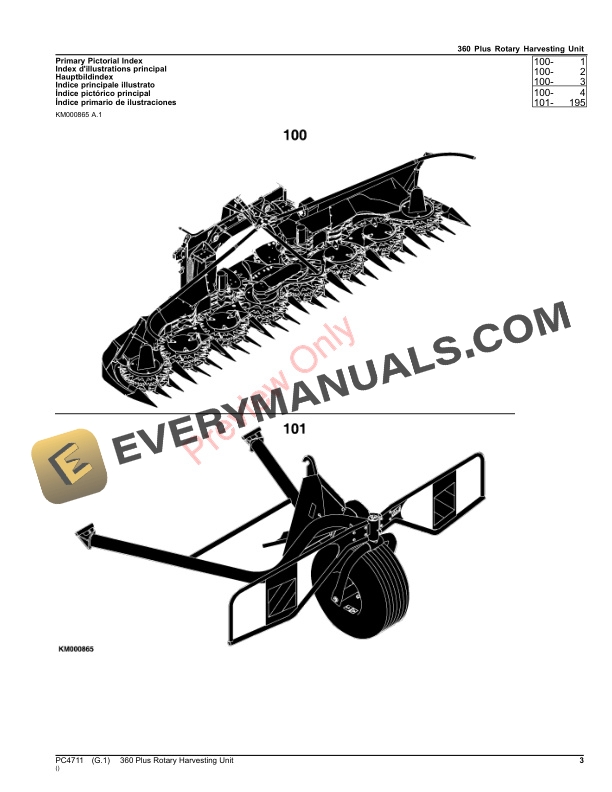John Deere 360 Plus Rotary Harvesting Unit Parts Catalog PC4711 06JUL23-3