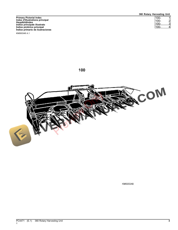 John Deere 360 Rotary Harvesting Unit Parts Catalog PC4471 11OCT21-3