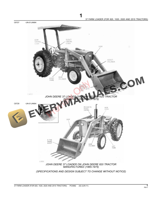 John Deere 37 Farm Loader Parts Catalog PC0982 02JUN11 4 John Deere 37 Farm Loader Parts Catalog PC0982 02JUN11 3