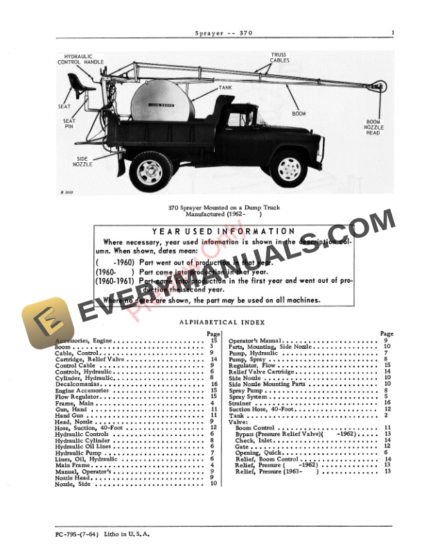 John Deere 370 Highway Sprayer Parts Catalog PC795 01JUL64-3