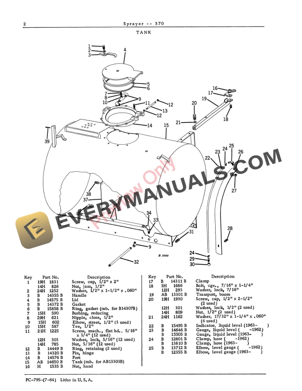 John Deere 370 Highway Sprayer Parts Catalog PC795 01JUL64-4