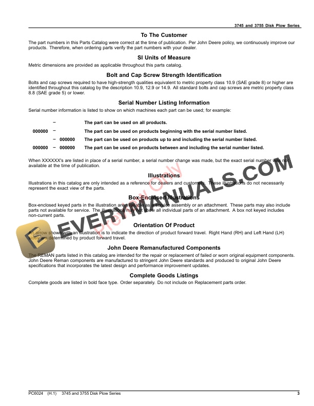 John Deere 3700 Series Integral Reversible Disk Plow Parts Catalog PC6024 18SEP20 4 John Deere 3700 Series Integral Reversible Disk Plow Parts Catalog PC6024 18SEP20-3